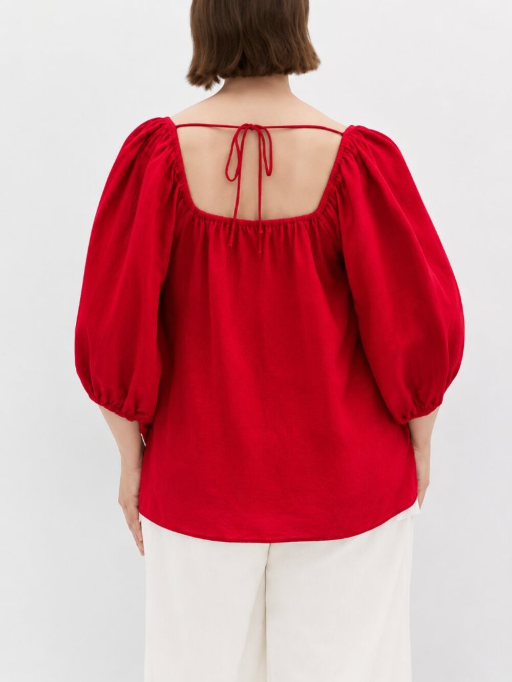 Cty Chic NEW Cherry Red Leila Puff Sleeve Tie Back Blouse Top SZ XS 14 Coquette - Picture 3 of 8